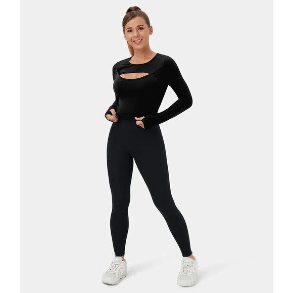 NWT & Bag Halara Cloudful Fabric Long Sleeve Thumb Hole Cropped Open Top Size S - Picture 4 of 12